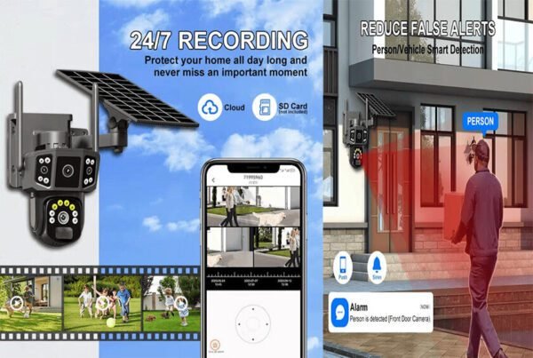 4G SIM Enabled Solar CCTV Camera Triple Lens