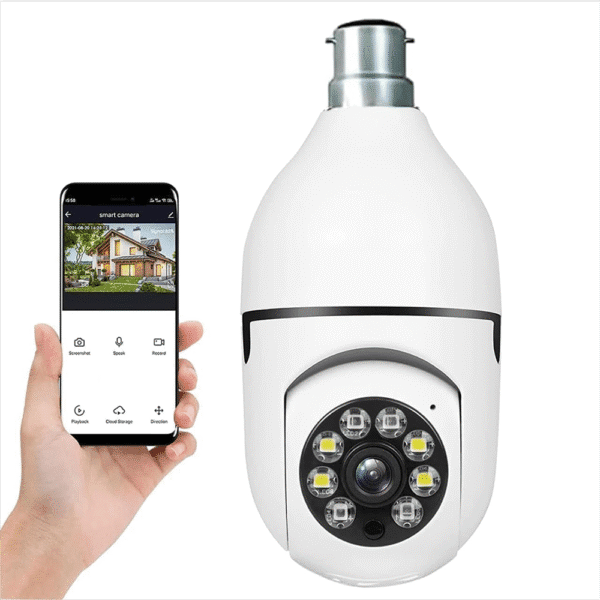 PTZ CCTV Bulb Camera 1080p Wireless Indoor
