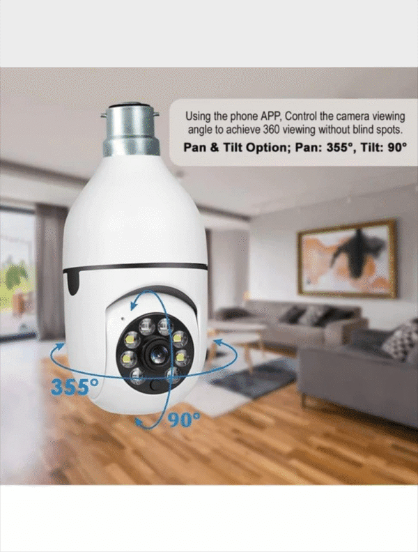 PTZ CCTV Bulb Camera 1080p Wireless Indoor