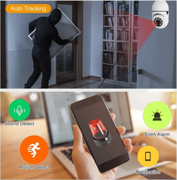 PTZ CCTV Bulb Camera 1080p Wireless Indoor