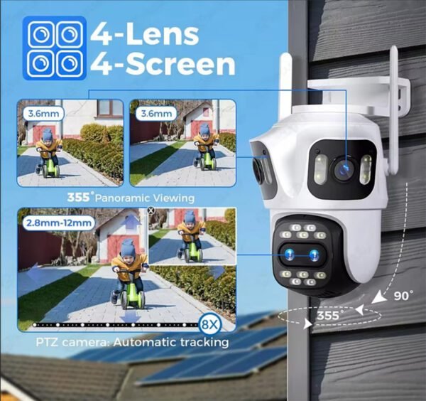 12MP 8X Zoom Four Lens WiFi Smart CCTV
