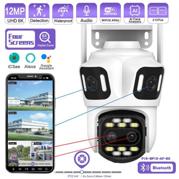 12MP 8X Zoom Four Lens WiFi Smart CCTV