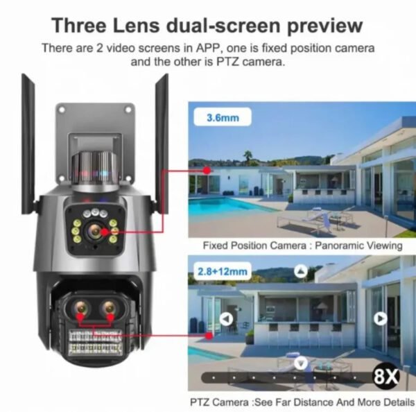 Wifi Outdoor Three Lens Dual Screen 8X Zoom