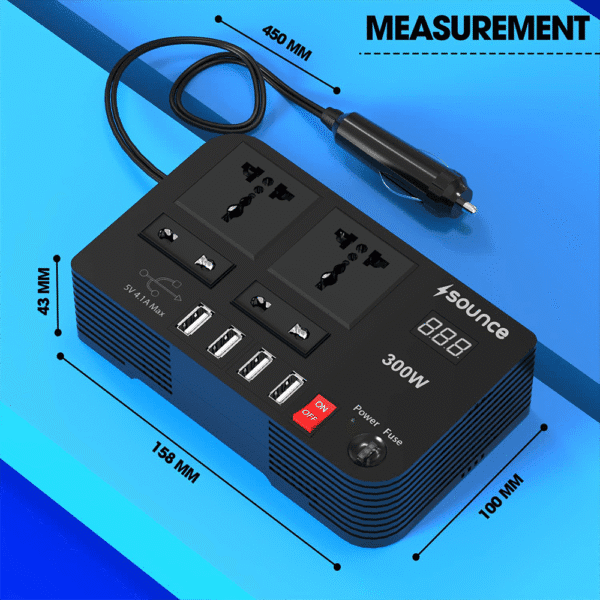 300W Car Power Inverter, DC 12V to AC 220V