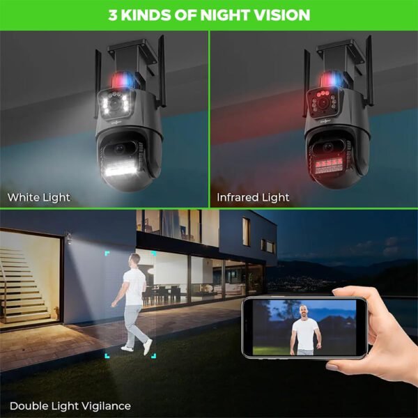 12MP PTZ WiFi CCTV Camera Three Lens
