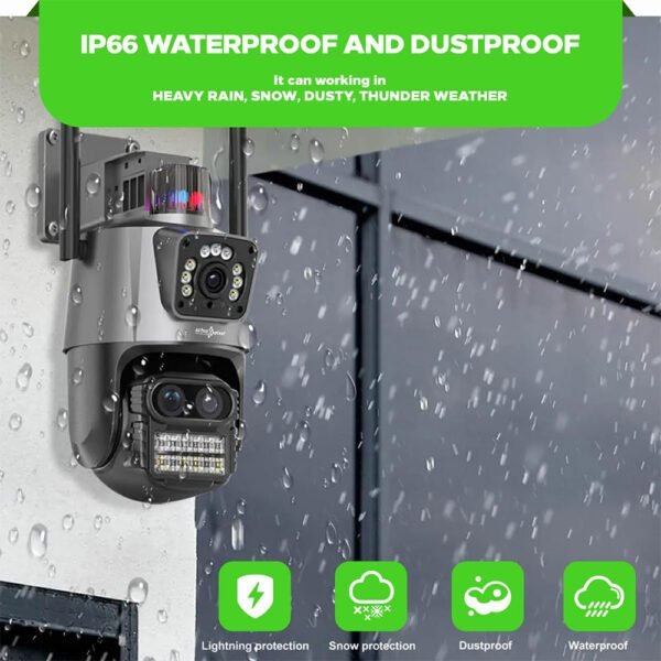 12MP PTZ WiFi CCTV Camera Three Lens
