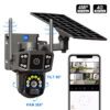 4G SIM Enabled Solar CCTV Camera Triple Lens