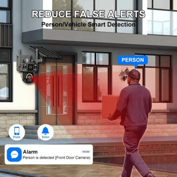 4G SIM Enabled Solar CCTV Camera Triple Lens