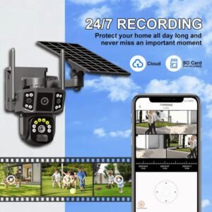 4G SIM Enabled Solar CCTV Camera Triple Lens